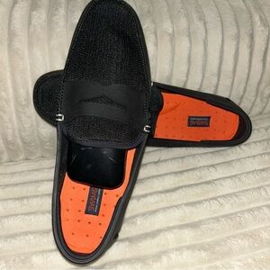 Swims Black Loafers with Orange Interior